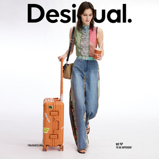 Desigual25春夏抽象印花拼接宽松直筒女士牛仔裤 27