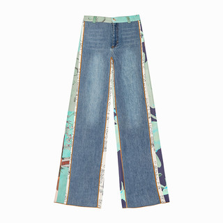 Desigual25春夏抽象印花拼接宽松直筒女士牛仔裤 27