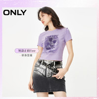 【多巴胺夏日正肩T】ONLY夏季复古玫瑰T恤女|124101064 E37 羽状紫色 180/96A/XXL