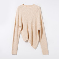 播春季宽松显瘦简约斜切下摆移针错层毛衫女BDP4SD1894 W50鸣珂灰色 XS