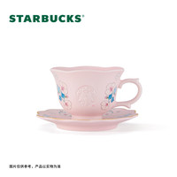 星巴克（Starbucks）杯子 春日花系列陶瓷水杯 桌面马克杯 高颜值咖啡杯 男女士 粉色款杯盘组 300ml