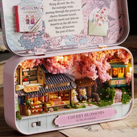 我の屋 樱花之境 粉色少女神节 DIY小屋模型（支架+灯+工具+胶+小熊）