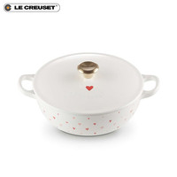 酷彩（Le Creuset）珐琅锅国铸铁汤锅法焖蒸炖煮通用煲汤多功能微压透光珐琅 深烧锅白色 22cm