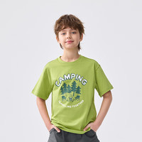 巴拉巴拉（BALABALA）童装儿童短袖T恤男童女童2025夏装吸湿速干亲子上衣 黄绿41114 100