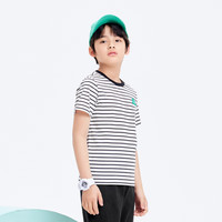 巴拉巴拉（BALABALA）童装儿童短袖T恤男童女童2025夏装吸湿速干亲子上衣 白黑色调00419-202224117207 165