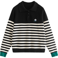 初语条纹毛衣女套头修身2023冬季新款小个子POO领宽松显瘦针织衫