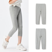 巴拉巴拉童装男童裤子宝宝儿童长裤2025夏装大童女小童防蚊休闲裤 浅灰-七分打底裤