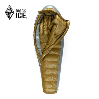 黑冰（BLACKICE）24【Z系列轻量款木乃伊式鹅绒羽绒睡袋】户外露营睡袋 (新标准)Z1300/金灰 L