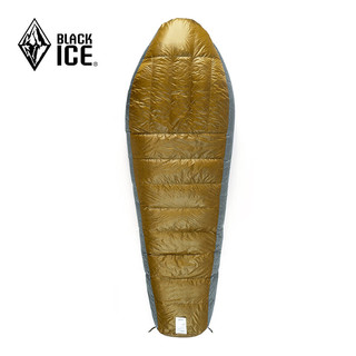 黑冰（BLACKICE）24【Z系列轻量款木乃伊式鹅绒羽绒睡袋】户外露营睡袋 (新标准)Z1300/金灰 L