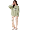 宜而爽【100%纯棉】女士睡衣女春秋季圆领套头长袖套装家居服宽松可外穿