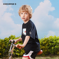 Converse 匡威童装男童凉感短袖T恤夏季儿童经典帆布鞋印花短T上衣 正黑色 160 /76 【身高152-158cm】