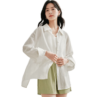 茵曼(INMAN)莱赛尔天丝衬衫女春夏轻薄上衣