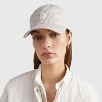 Tommy Hilfiger女休闲条纹刺绣金属调节扣弯檐鸭舌棒球帽14521