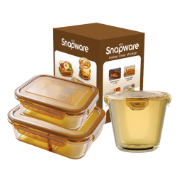 VISIONS 3件套康宁玻璃饭盒保鲜盒 600ml+700ml+980ml（礼盒包装）