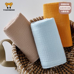 优米熊 YOUM BEAR 棉花糖纯色童巾 4层纱布儿童毛巾 27*50cm 3条