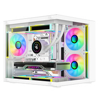 九尾狐T13海景房电脑机箱台式机matx全侧透明diy外壳itx小型机箱 T13-黑色+7个棱镜7Pro黑色风扇