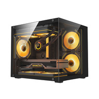 九尾狐T13海景房电脑机箱台式机matx全侧透明diy外壳itx小型机箱 T13-白色+7个皎月白色彩光风扇