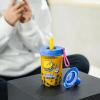 【奶茶杯 配杯刷】大容量便携提手水杯多功能吸管杯塑料奶茶杯子