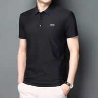 吉普夏季冰丝Polo衫男士2025翻领短袖T恤休闲商务大码上衣 深灰色 2XL （140-160斤）
