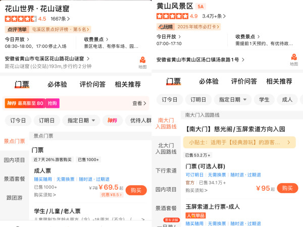 价格是好的，还含了价值300+门票，黄山山顶3店1晚通兑套餐（含双早+双人黄山和花山迷窟门票等）