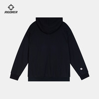 准者针织上衣男子开襟连帽篮球训练运动户外跑步时尚印花拉链外套 纯正黑 XXXL/190