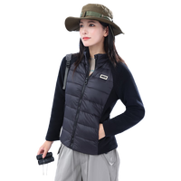 自由系运动轻薄短款羽绒服女2024冬季针织拼接保暖立领健身服外套