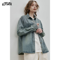 妖精的口袋复古牛仔长袖衬衫女2025年早春百搭通勤衬衣外套 M