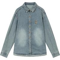 妖精的口袋复古牛仔长袖衬衫女2025年早春百搭通勤衬衣外套