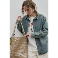 妖精的口袋复古牛仔长袖衬衫女2025年早春百搭通勤衬衣外套 L