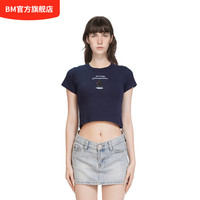 BLACK MARKET SKATEBOARD 女士短袖T恤 BM上衣短袖女t恤夏2025新款
