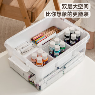 禧天龙 工具箱 双层分隔款 高透箱 瓷白隔板 16L