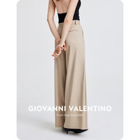 卓凡尼·卓凡尼·华伦天奴 GIOVANNI VALENTINO（GIOVANNI ）黑色通勤女装休闲裤春夏季百搭垂感西装阔腿裤