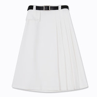 丽丽 LILY夏女装设计感学院风通勤款高腰A字不对称百褶半身裙 601白色 XL