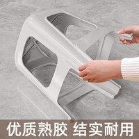 智纳生活塑料凳子加厚家用特厚现代简约可叠放摞叠久坐舒适凳子高款凳板凳 冰河灰【高款3个装】