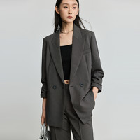 【宋茜同款】丽丽 LILY女装气质高级通勤设计感简约职业西装外套 509深灰-西装 S