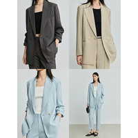 【宋茜同款】丽丽 LILY女装气质高级通勤设计感简约职业西装外套 322灰绿-裤子a M