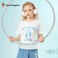 暇步士(Hush Puppies)【蒸呢工艺】童装儿童男女小童夏季时尚经典系列儿童活力短袖 本白 C 110