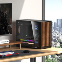 闪鳞G600机箱便携式实木MATX侧透TYPEC副屏360水冷主机箱 闪鳞G600黑色副屏版实木