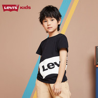 Levi's李维斯儿童夏季男童t恤短袖童装运动上衣半袖LOGO亲子款上衣 黑美人 110 /56 【身高104-110cm】