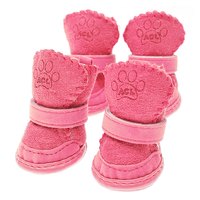 宠物圈 PETCIRCLE 狗狗鞋子羊羔绒雪地靴泰迪狗秋冬宠物比熊犬宠物鞋宠物用品狗靴子 粉色 1号（4.3x3.5cm）适合1-2斤