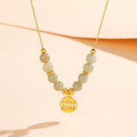 老庙S925银和田玉项链如意 项链/约4.9g