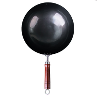 陳枝記铁锅家用炒菜锅无涂层健康陈枝记熟铁炒锅圆底锻打黑锅物理不粘锅 无耳32cm（单锅+盖+铲）