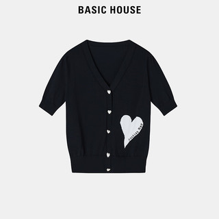 BASIC HOUSE/百家好针织开衫短袖T恤女2024新款别致绝美小上衣夏