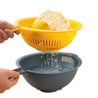 惠寻京东自有品牌 沥水篮2件套洗水果洗菜盆吃火锅神器收纳篮 带把手沥水篮2件套