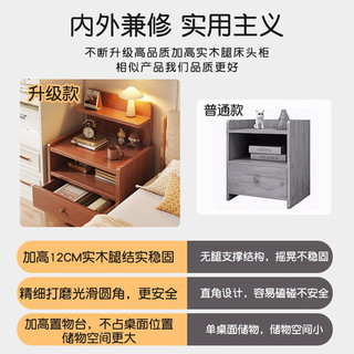 人文成家实木床头柜卧室家用简约小户型床边收纳柜子多功能简易窄边置物架 【豪华款】双抽樱桃木色30cm 15mm生态实木板