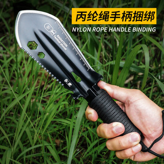 汉道（HX OUTDOORS）多功能户外赶海小铲子便携小手铲工兵铲挖菜园艺种花钓鱼铁锹 黑色