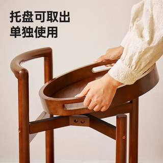 家逸（JIAYI）实木餐边手推架餐车小推车移动边几茶几 胡桃色