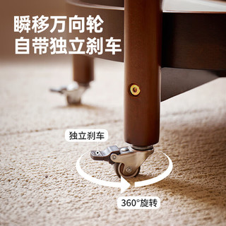 家逸（JIAYI）实木餐边手推架餐车小推车移动边几茶几 胡桃色