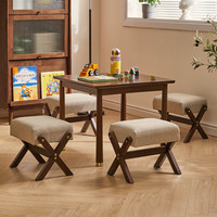 家逸（JIAYI）实木软包凳子换鞋凳沙发垫脚凳门口换鞋凳客厅矮凳木板凳