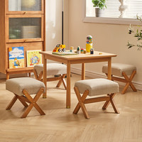 家逸（JIAYI）实木软包凳子换鞋凳沙发垫脚凳门口换鞋凳客厅矮凳木板凳 樱桃木色